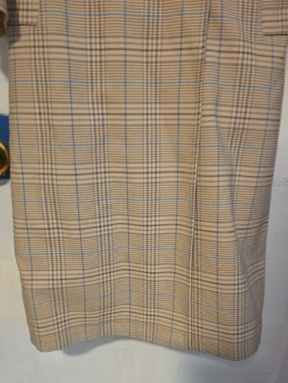 Beaudette Double-Breasted Beige Plaid Trench Coat - Picture 8 of 10